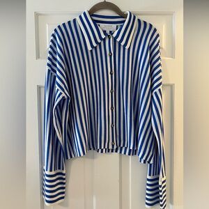 La Ligne Meredith Striped Merino Wool Button Down